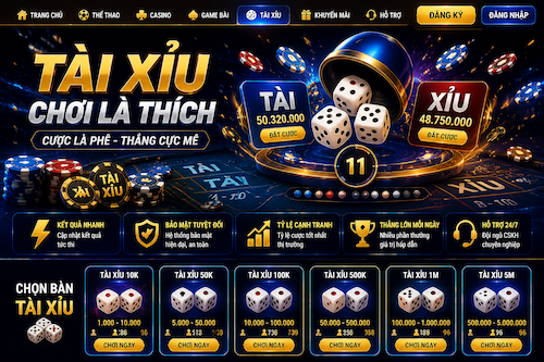 Giao diện sảnh tài xỉu 8XBET rõ ràng, dễ quan sát và phù hợp với người mới